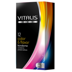 Цветные с ароматом презервативы VITALIS premium color&flavor (12 шт.) ГЕРМАНИЯ