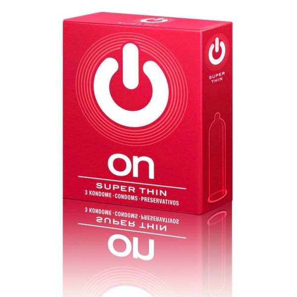 Ультратонкие презервативы ON Super Thin (3 шт.), ГЕРМАНИЯ